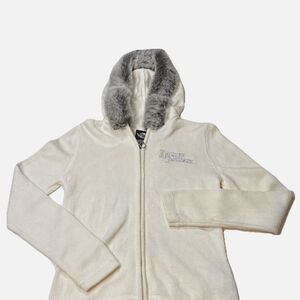 Harley Davidson White Hoodie with Faux Fur Trim